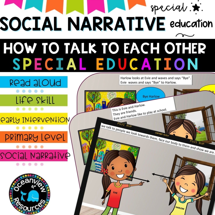 Social Narrative-TALKING TO EACH OTHER 2 female characters SPED (A Social Story)