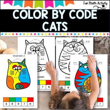 Addition Doubles and Near Doubles -  Cat coloring, image 2