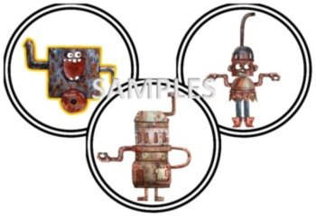 Digital Stickers- Metallic Robots- Steampunk style., image 2