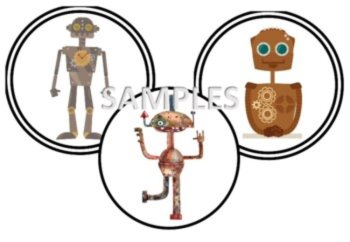 Digital Stickers- Metallic Robots- Steampunk style., image 4