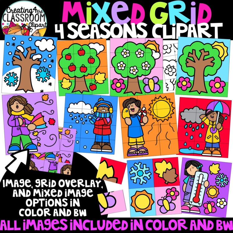 Seasons Puzzle Clipart: Mystery Picture Clipart