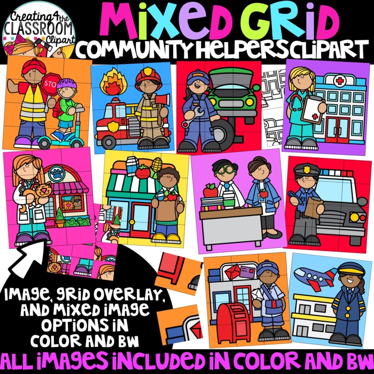Community Helpers Puzzle Clipart: Mystery Picture Clipart