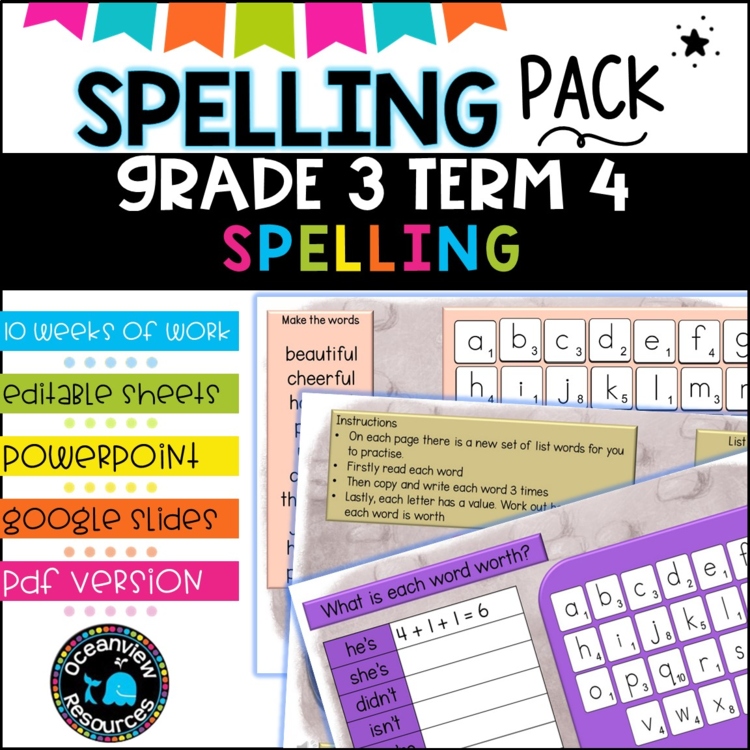 Grade 3 Spelling Term 4: Comprehensive Activities, Word Lists, Phonics Practice