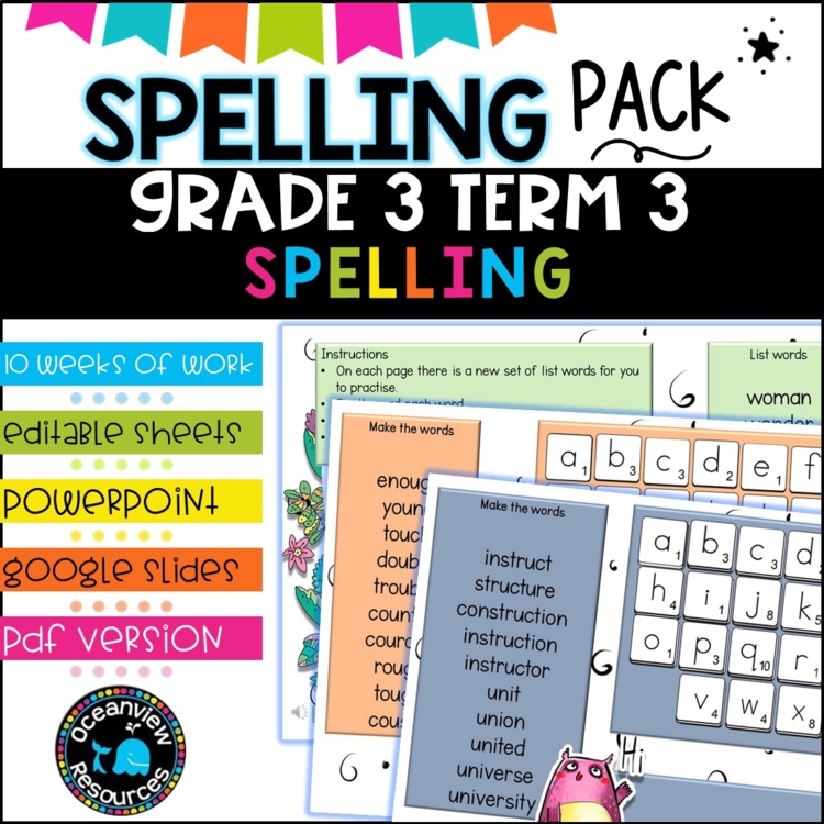 Grade 3 Spelling Term 3: Comprehensive Activities, Word Lists, Phonics Practice