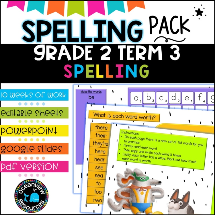 Grade 2 Spelling Term 3: Comprehensive Activities, Word Lists, Phonics Practice
