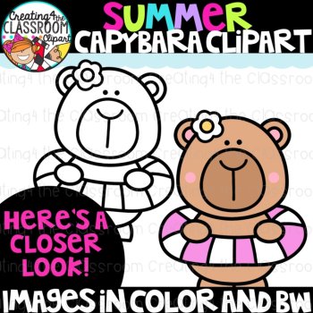 Capybara Clipart | Summer Capybara clipart for worksheets, image 2