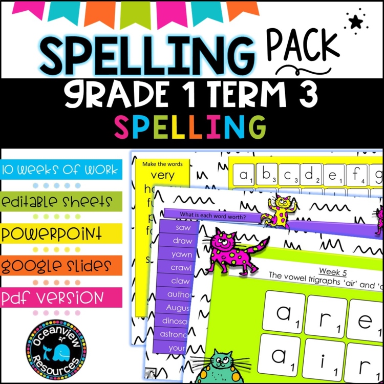 Grade 1 Spelling Term 3: Comprehensive Activities, Word Lists, Phonics Practice
