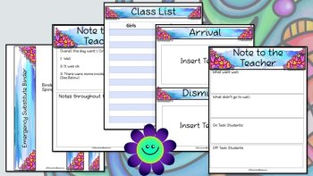 Sub Binder, Relief Teacher Binder - Doodle Flowers Design, image 2