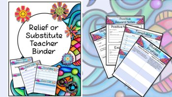 Sub Binder, Relief Teacher Binder - Doodle Flowers Design, image 4