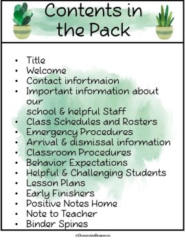 Sub Binder, Relief Teacher Binder - Cactus Design, image 4