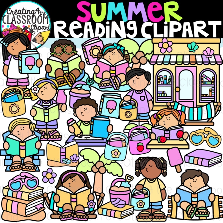 Summer Reading Clipart | Kids Reading clipart for worksheets