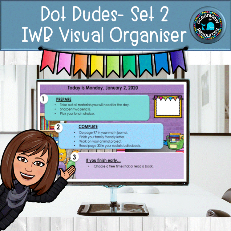 Editable Timetable for IWB- Dot Dudes Set 2