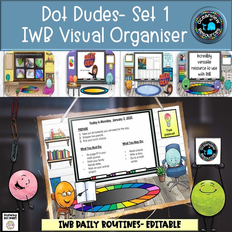 Editable Timetable for IWB- Dot Dudes Set 1.