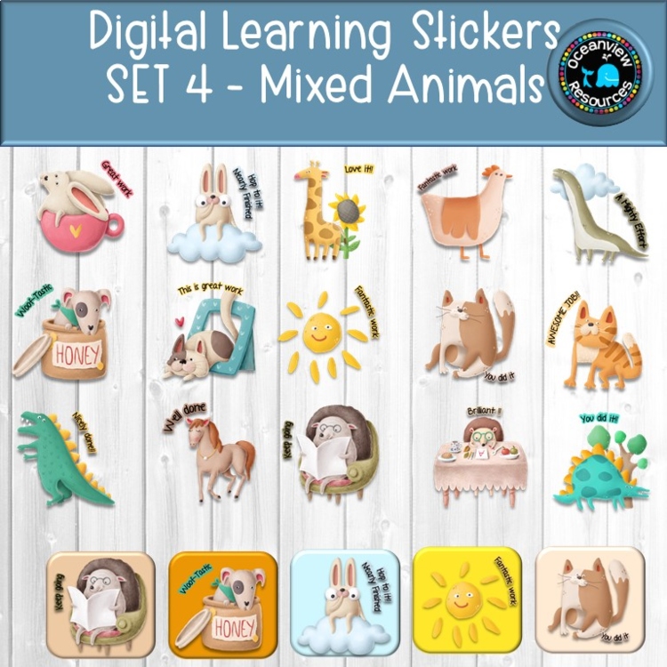 Digital Stickers Set 4   Ideal for Distance Learning