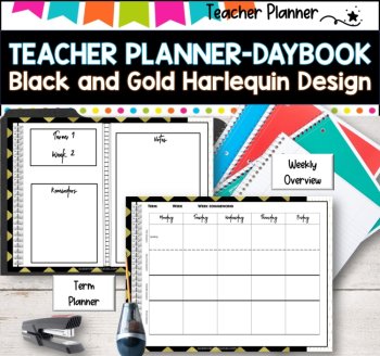 Daybook Planner for Teachers- BLACK AND GOLD DESIGN  PDF I GOOGLE SLIDES I PPT, image 4