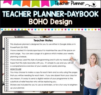 Daybook Planner for Teachers- BOHO  PDF I GOOGLE SLIDES I PPT, image 2