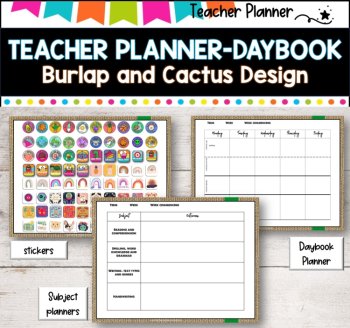 Daybook Planner for Teachers- BURLAP AND CACTUS  PDF I GOOGLE SLIDES I PPT, image 3