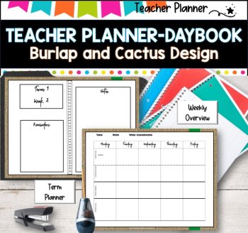 Daybook Planner for Teachers- BURLAP AND CACTUS  PDF I GOOGLE SLIDES I PPT, image 4