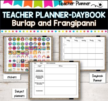 Daybook Planner for Teachers- BURLAP AND FRANGIPANNI  PDF I GOOGLE SLIDES I PPT, image 3