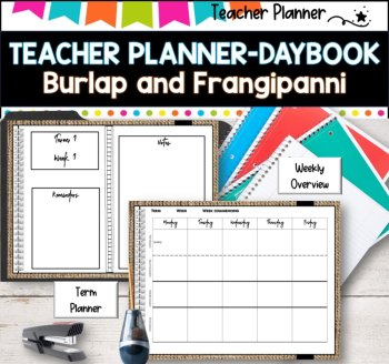 Daybook Planner for Teachers- BURLAP AND FRANGIPANNI  PDF I GOOGLE SLIDES I PPT, image 4