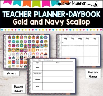 Daybook Planner for Teachers-ROSE GOLD AND NAVY  PDF I GOOGLE SLIDES I PPT, image 3