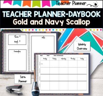 Daybook Planner for Teachers-ROSE GOLD AND NAVY  PDF I GOOGLE SLIDES I PPT, image 4