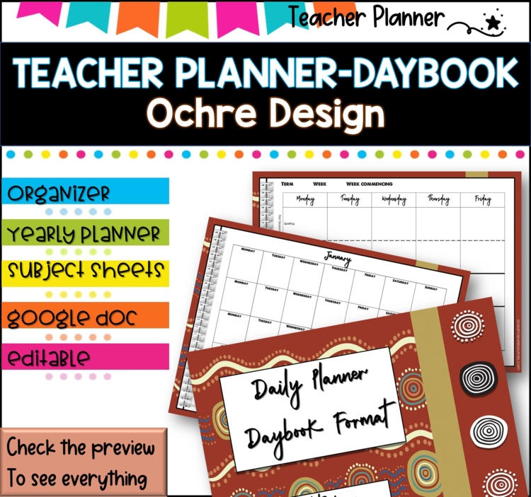 Daybook Planner for Teachers- OCHRE THEMED  PDF I GOOGLE SLIDES I PPT