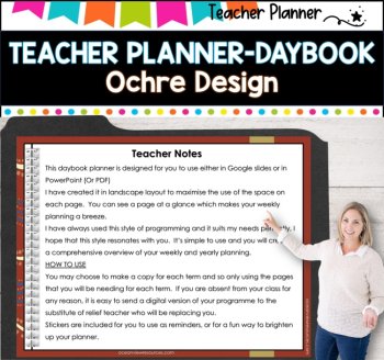 Daybook Planner for Teachers- OCHRE THEMED  PDF I GOOGLE SLIDES I PPT, image 2
