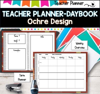 Daybook Planner for Teachers- OCHRE THEMED  PDF I GOOGLE SLIDES I PPT, image 4