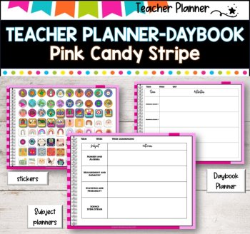Daybook Planner for Teachers- PINK STRIPED  PDF I GOOGLE SLIDES I PPT, image 3
