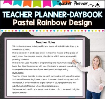 Daybook Planner for Teachers- PASTEL RAINBOW DESIGN  PDF I GOOGLE SLIDES I PPT, image 2