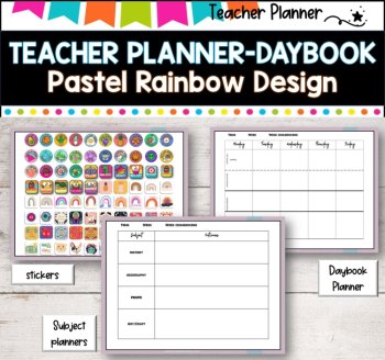 Daybook Planner for Teachers- PASTEL RAINBOW DESIGN  PDF I GOOGLE SLIDES I PPT, image 3