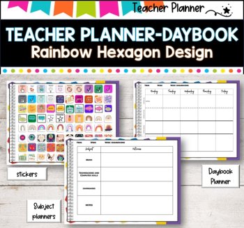 Daybook Planner for Teachers- RAINBOW HEXAGON DESIGN  PDF I GOOGLE SLIDES I PPT, image 3