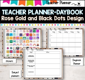 Daybook Planner for Teachers- Rose Gold -Black SPOTS  PDF I GOOGLE SLIDES I PPT, image 3