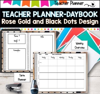 Daybook Planner for Teachers- Rose Gold -Black SPOTS  PDF I GOOGLE SLIDES I PPT, image 4