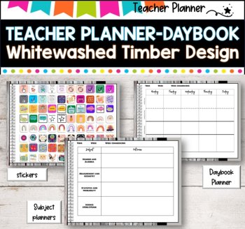Daybook Planner for Teachers- Whitewashed Timber  PDF I GOOGLE SLIDES I PPT, image 3
