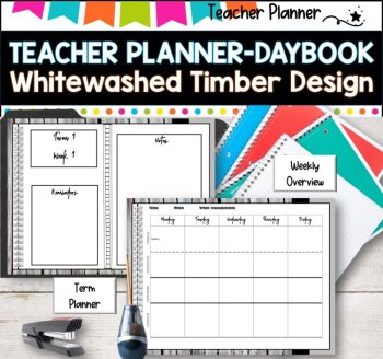 Daybook Planner for Teachers- Whitewashed Timber  PDF I GOOGLE SLIDES I PPT, image 4
