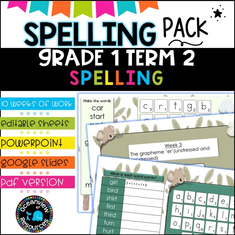 Grade 1 Term 2 Spelling- pack - no prep