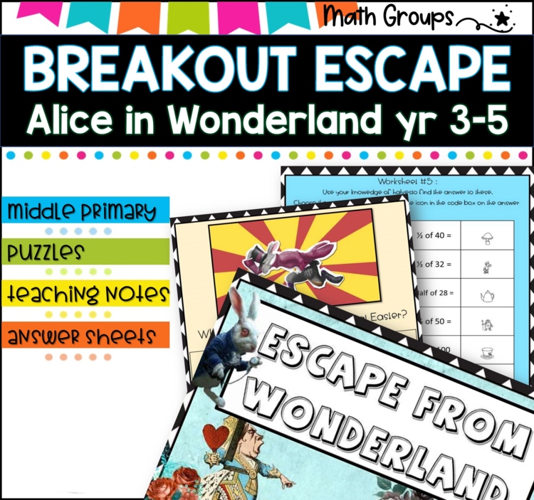 Breakout game I Escape from Wonderland  Math Facts I grades 3-5