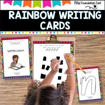 Rainbow Writing Cards -NSW foundation font, image 4
