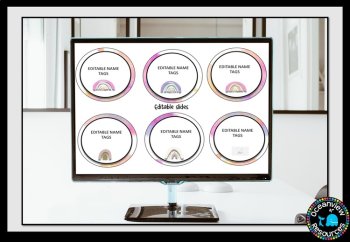 Editable Nametags Circular- RAINBOW WASH-  Boho Rainbow design, image 2