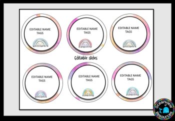 Editable Nametags Circular- RAINBOW WASH-  Boho Rainbow design, image 4