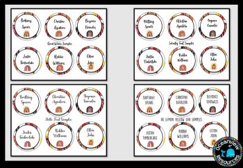Editable Nametags Circular- OCHRE BACKGROUND  Boho Rainbow design, image 3