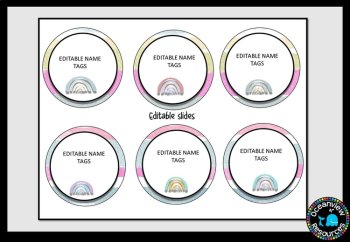 Editable Nametags Circular- RAINBOW  Boho Rainbow design, image 4