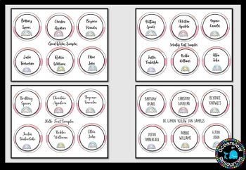 Editable Nametags Circular-  PINK  Boho Rainbow design, image 3