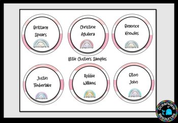 Editable Nametags Circular-  PINK  Boho Rainbow design, image 4