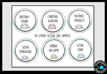 Editable Nametags Circular-  GREEN  Boho Rainbow design, image 4