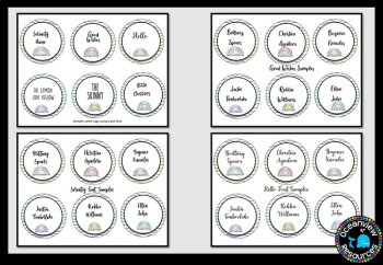Editable Nametags Circular- GLITTER AND SWIRLS Boho Rainbow design, image 3