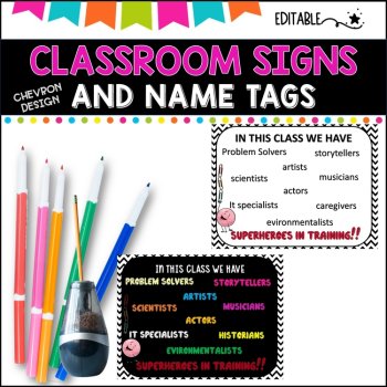 Classroom Signs and Name tags (Editable) BLACK AND WHITE, image 4