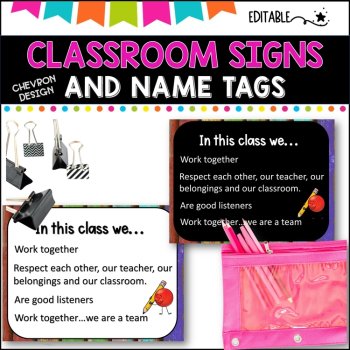Classroom Signs and Name tags (Editable) WOOD, image 2